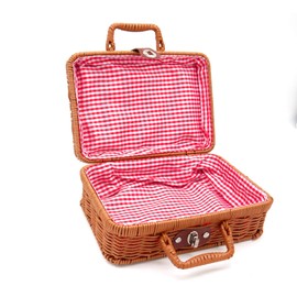 picnic basket lunch basket with lid basket basket basket trunk basket picnic rattan basket style upholstered plaid (medium)