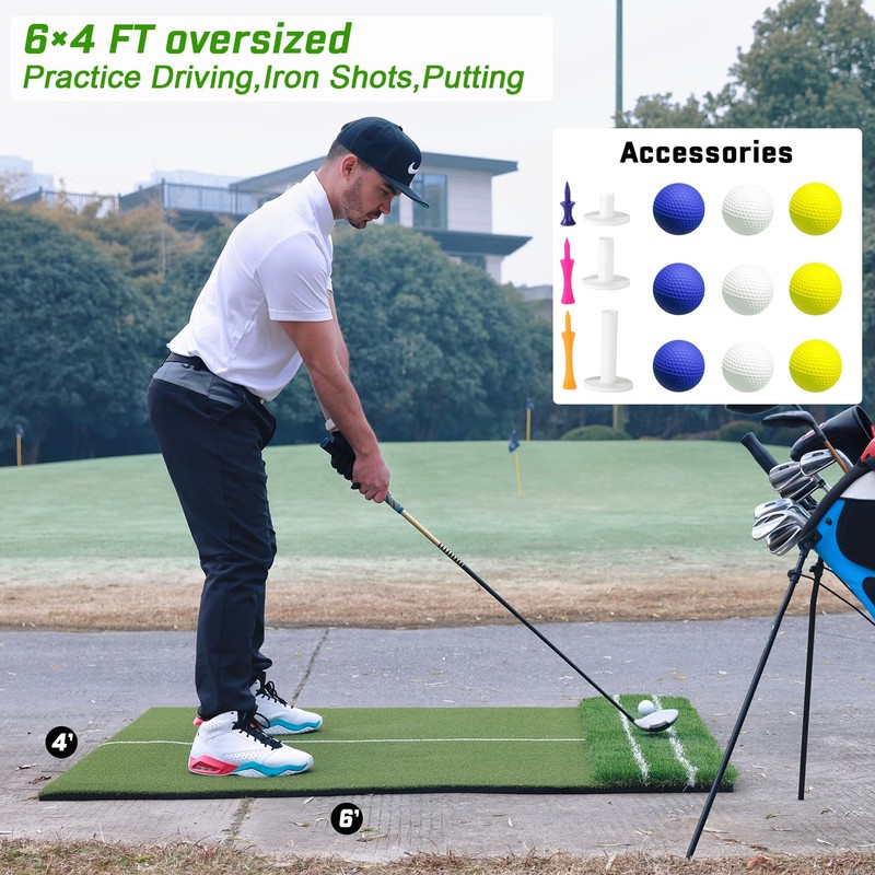 DCQ 6x4ft Extra Large Golf Mat for Driver and Iron,