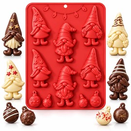1-Piece Christmas Gnome Ornament Silicone Chocolate Mold, 10-Cavity