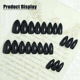 24Pcs UV Press on Nails with Short Square Design, Glossy Black Sparkly UV False Nails Gel Glue on Nails for Coquette Women, Shine Manicure Art Acrylic Fake Nails Stick on Nails for Wife Friend Gift