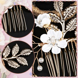 4pcs Bridesmaid Hair Accessories, Wedding Bridal Hair Side Combs Bridal Hair Flower Pieces Hair Pins for Girls, Wedding, Prom Dresses for Women
