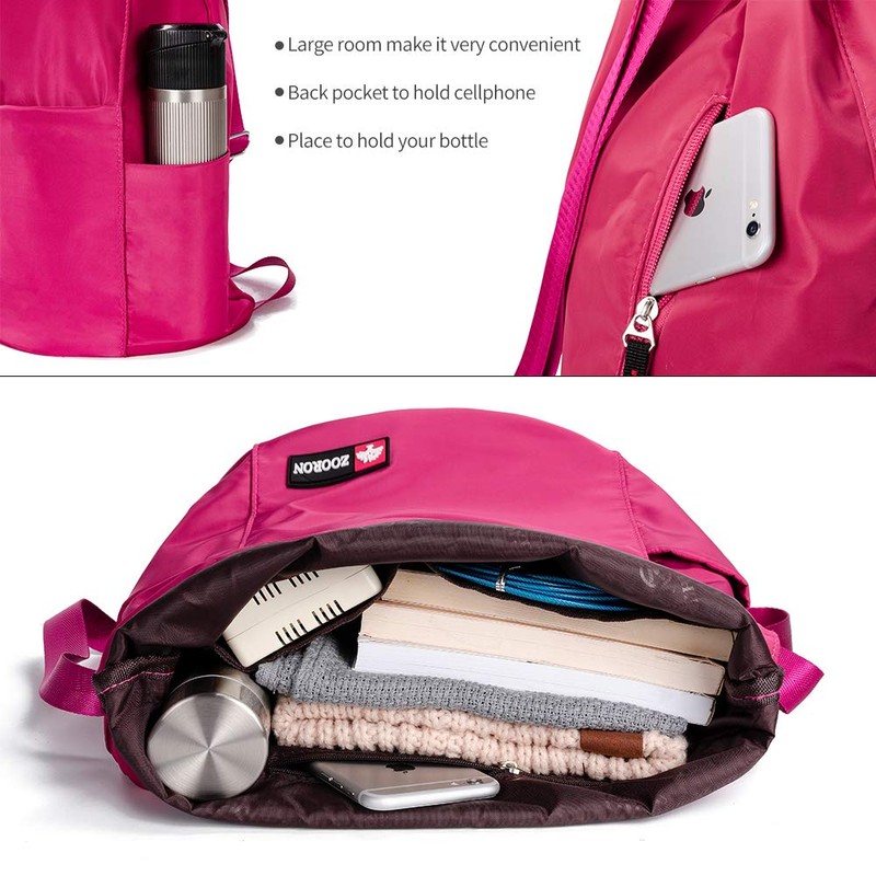 ZOORON Waterproof Drawstring Gym Backpack Bag for Men & Women,