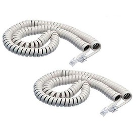 iMBAPrice (Pack of 2) White Coiled Telephone Phone Handset Cable Cord, Coiled Length 3 to 12 feet Uncoiled (Value Pack)