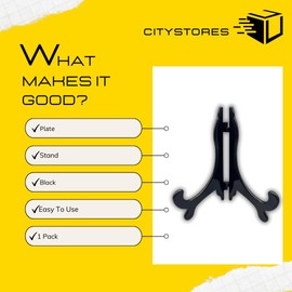 Citystores® Small Black Plate Stand for Display Durable Plate Holder Elegant Design for Home Decor Kitchen Dining (3"-6")