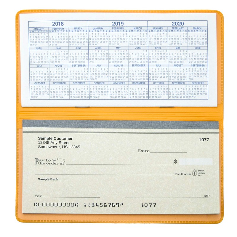 Sunburst Orange Vinyl Checkbook Cover, Top Tear Personal Vinyl Checkbook