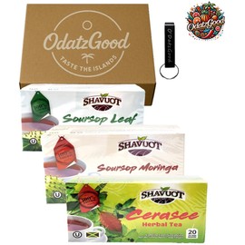 Shavuot Jamaican Cerasee, Soursop and Soursop/Moringa Tea Variety Pack of 3 Packaged w/ODatzGood