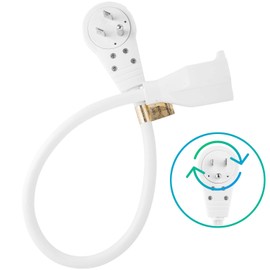 Maximm Extension Cord 1 Foot White Flat Plug, 360° Rotating Short Power Cord Single Outlet, Indoor 16 Gauge 3 Prong Grounded Wire UL Certified (1Ft White)