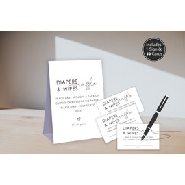 Zhminz Diaper Raffle Tickets for Baby Shower,Rustic Baby Shower Decorations,Fun Gender Reveal Games for Adults,Neutral Gender Reveal Party Supplies,1 Sign & 50 Cards Set