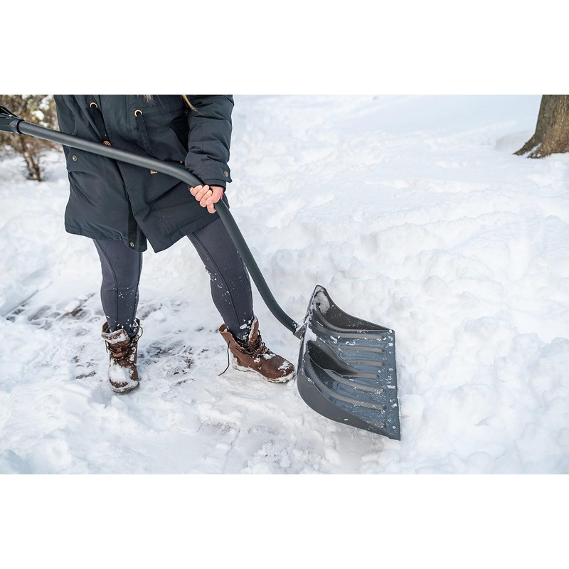 Suncast 18-inch Snow Shovel and Pusher Combo with Ergonomic Shaped