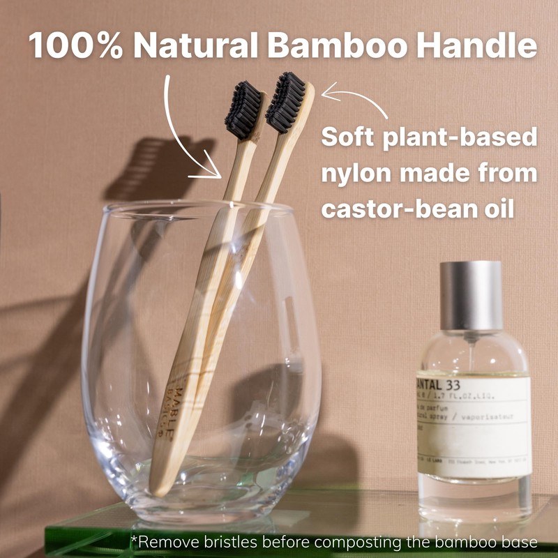 MABLE Eight Pack Basics Bamboo Toothbrush for Adult | Soft