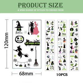 LKYRN 80Pcs Witch Temporary Tattoos Set, Cute Cartoon & Musical Designs - Perfect Wizard Party Favors, DIY Birthday Decorations for Kids, Witch Accessory for Fun Activities (Multi02)