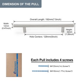 goldenwarm 10 Pack Brushed Nickel Kitchen Cupboard Handles 5in Hole Center Drawer Handles Kitchen Door Handles Cabinet Handles Round T Bar Cabinet Pulls Stainless Steel Drawer Pulls