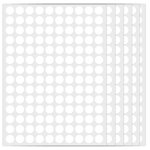 2100 Pcs White Circle Dot Stickers, 15 Sheets 12mm/0.47inch Round