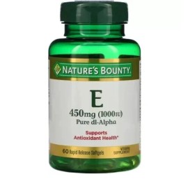 Nature's Bounty Vitamin E Pure dl-Alpha Vitamin Supplement Softgels 450 mg 60 Ct