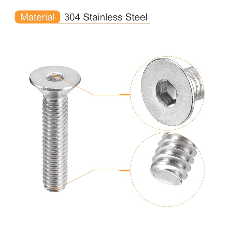 QUARKZMAN 5/16-18x1-1/2 Inch Flat Countersunk Socket Cap Screws 5pcs 304