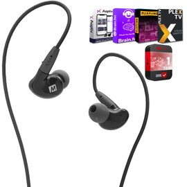 MEE audio EP-P2-BK-MEE Pinnacle P2 Hi Fidelity Audiophile in-Ear Headphone with Detachable Cables Black Bundle with Audio Entertainment Essentials Bundle and 1 YR CPS Enhanced Protection Pack