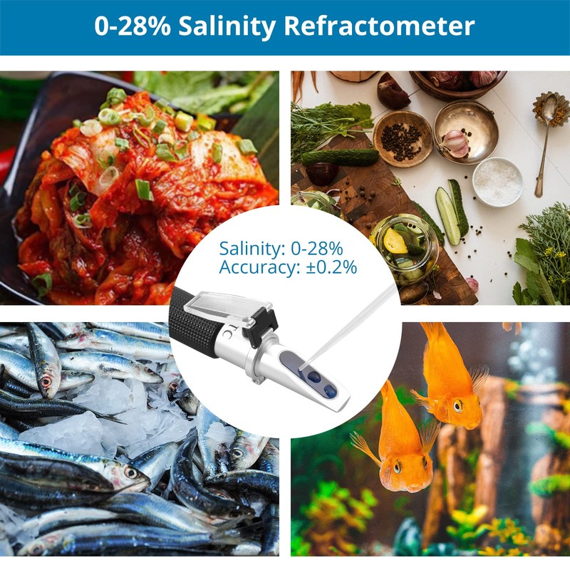 AUTOUTLET Salinity Concentration Meter, Salt Refractometer, Salt Concentration, Automatic Temperature