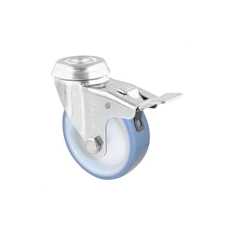 WAGNER Soft swivel castor with back hole, diameter 75 mm,