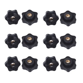 SHULLIN 12pcs Star Knob Nut Female Thread Star Knob Plastic Head Star Clamp Nut Female Thread Hand Grip Female Thread Hand Grip Knob Female Thread Hand Grip Knob Female Thread Hand Grip Clamp Nut Knob (M6, Through Type)