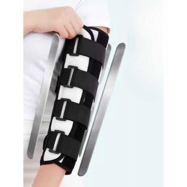 팔꿈치 부목 팔보조기 스트랩 각도조절 S 골절 버팀대 부상 팔걸이 고정대 [블랙] Elbow Immobilizer Arm Support Strap Adjustable Angle S Fracture Brace Injury Arm Holder Stabilizer [Black]