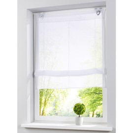 Bailey Jo Roman Blind with U-Hooks Transparent Voile Eyelet Blind Curtain Pack of 1