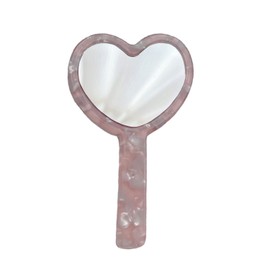 Teensery 1 Pack Acetic Acid Hand Mirror Heart Shaped Travel Handheld Mirror Makeup Mirror for Women Girls, Pink