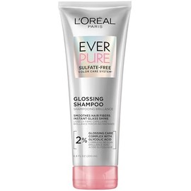 L'Oréal Paris Champú sin sulfato con brillo y ácido glicólico EverPure, cuidado del cabello para brillo duradero y suavidad para cabello opaco y seco,