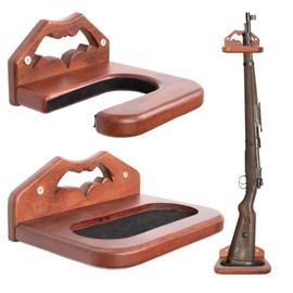 LoforHoney Home Gun Rack, Rubberwood Shotgun & Rifle Wall Mount Holder Display with Soft Felt Pads, Hand-Carved Bat Design, Rifle Rack for Home, Cabin, Garage - Gift for Gun Owners & Collectors