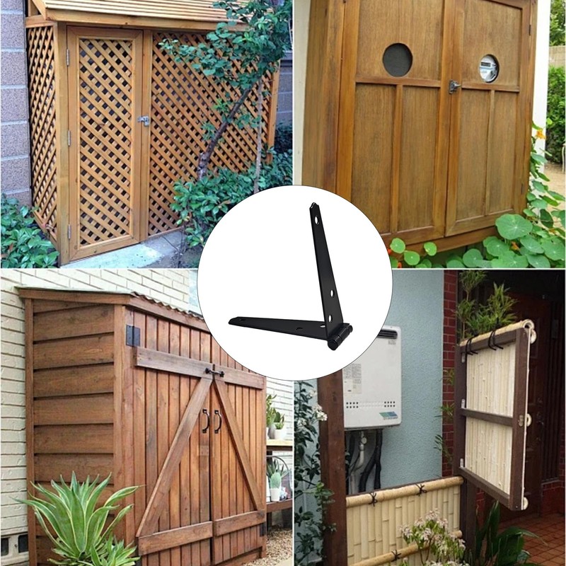 AUXBC 6Pcs 4-Inch Heavy Duty Iron Strap Hinges, Matte Black