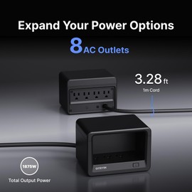 Gitryin Power Strip with 8 AC Outlets, Surge Protector Power Strip, Flat Plug Multi Plug Outlet Extender Charging Station for Home Office, Compatible with Retractable Charger, Black