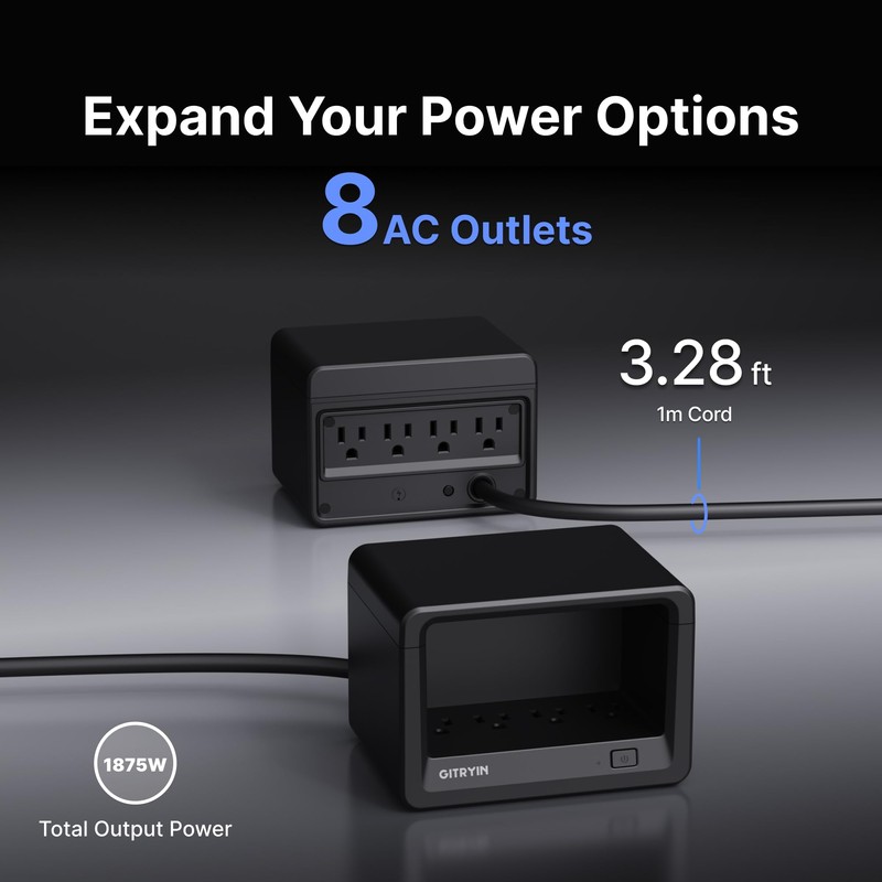 Gitryin Power Strip with 8 AC Outlets, Surge Protector Power