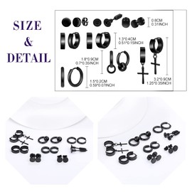 Feilok 6/8 Pairs Men's Stud Earrings Set Earrings for Women Men Hoop Huggie Piercing Cartilage Fake Plugs Hoop Tragus Ear Helix Cartilage Stainless Steel, Stainless Steel