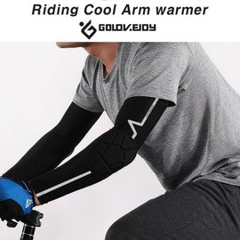 Genuine GOLOV.EJOY Riding Cool Arm Sleeves 2-Piece Set with Elbow Protective Pads for Motorcycle Bicycle Basketball Volleyball Sports Riding Cool Arm Sleeves (XL) 2ea