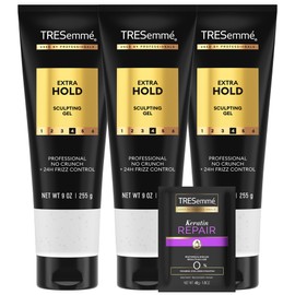 TRESemmé Hair Gel, Sculpting, Extra Hold, 3-Pack + Keratin Repair Instant Recovery Mask – Frizz Control, Professional Quality Styling Products, Alcohol-Free