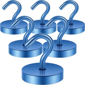 Neosmuk 120lb Extra Strong Magnetic Hooks, Pack of 6, Navyblue, Heavy Duty, Steel with Neodymium Magnet, Modern Minimalist Style, Ideal for Cruise, Cabin, Wall, Door, Fridge, Van, Kitchen, Ceiling