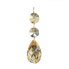 Teardrop Pendants Candle Chandelier Crystal Prisms Pendants Glass Pendants Beads, Pack of 20 (Champagne)