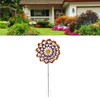 Outdoor 3D Windmill Colourful Exquisite Metal Wind Spinner with Ground
