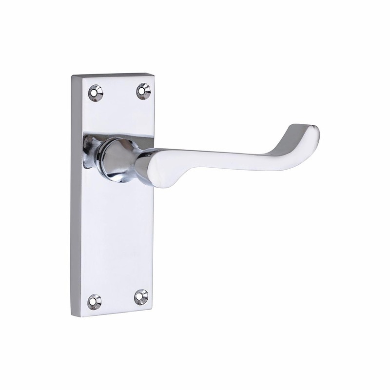 1 Set of Victorian Scroll Latch Door Handles Polished Chrome