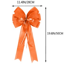 2 PCS Fall Bows for Wreaths Decor,Fall Tree Topper Bow Decorations,Decorative Bow with Orange Burlap and Glitter String for Autumn Thanksgiving Holiday Home Front Door Outdoor