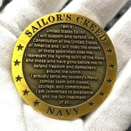 USA-Navy Core Value Sailor's Creed Challenge Coin (Single Coin)