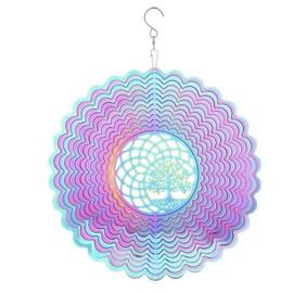 Colorful Wind Spinners for Indoor/Outdoor Decor 3D Stainless Steel Tree of Life Wind Sculpture Hanging Bird Reflectors Best Gift for Life Lovers