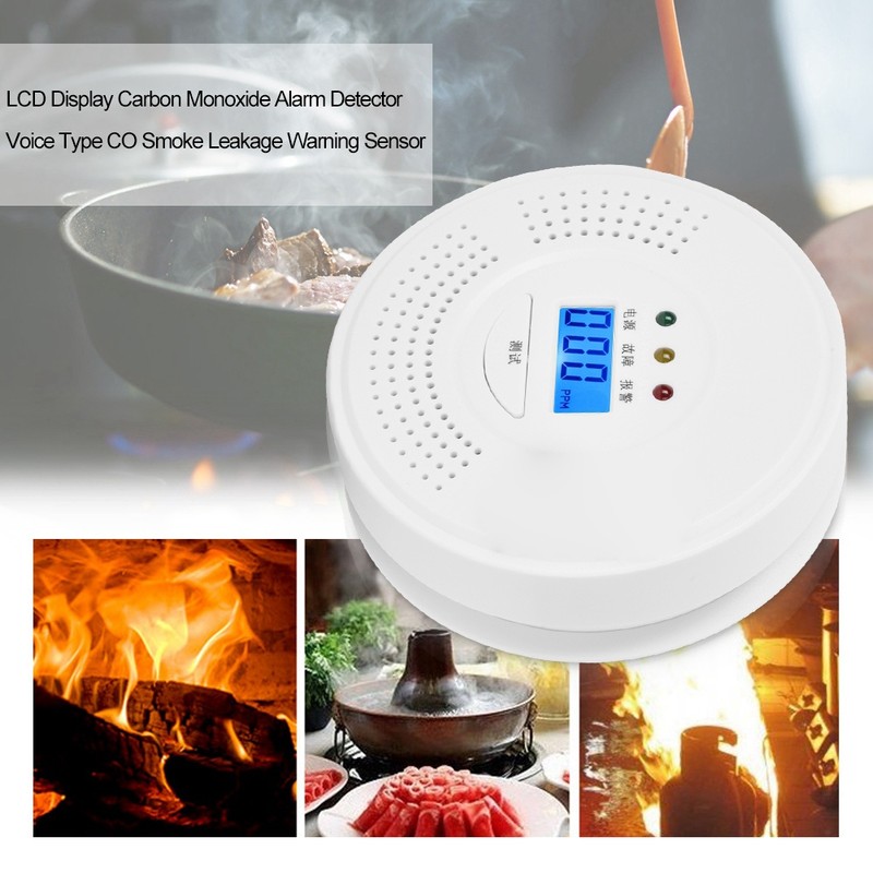 LCD Display Carbon Monoxide Alarm Detector Voice Type CO Smoke