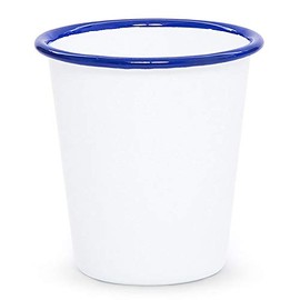 Crow Canyon Home Enamelware Tumbler, 10 ounce, Vintage White/Blue (Set of 4)