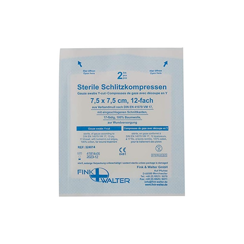 Slotted Compresses 7.5 x 7.5 cm Sterile 12 Pack of
