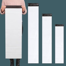 Poly Mailers Long Shipping Bags 12x43 Inch 50 Pack Envelopes Bag for Unique Items Storage Packaging, White Self Sealing Waterproof Mailing