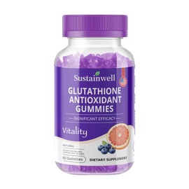 SustainWell Glutathione Antioxidant Gummies: L-Glutamine with Marine Collagen Vitamins C E D B12 1000mg Glutathione Gummies for Anti Aging Bone Strength Vegan Non-GMO 60 Count