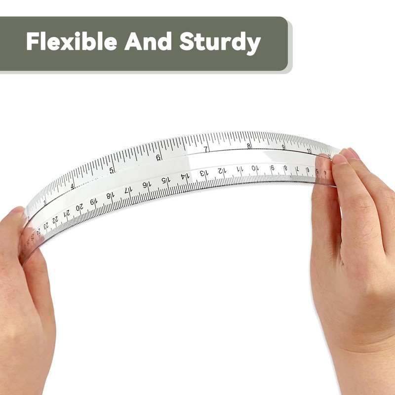 ZUFECY 4 Pack 12-inch Flexible Rulers, 30cm Bendable Translucent Plastic