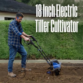 Westinghouse 18-Inch, 15 Amp Corded Electric Tiller Cultivator for Gardening with 6 Steel Blades