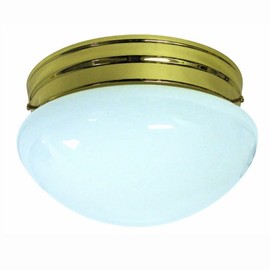 Sunlite HALL8/PB/GU24/2-18/ES 8-Inch Energy Saving Mushroom Ceiling Fixture, Polished Brass Finish with White Glass
