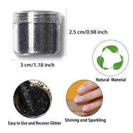 Allstarry 2 Colors Nail Glitter Dust - White Black Sand Powder Shining Sugar Effect Glitter Candy Coat Cosmetic Festival DIY Nail Art Decoration Crafts for Manicure